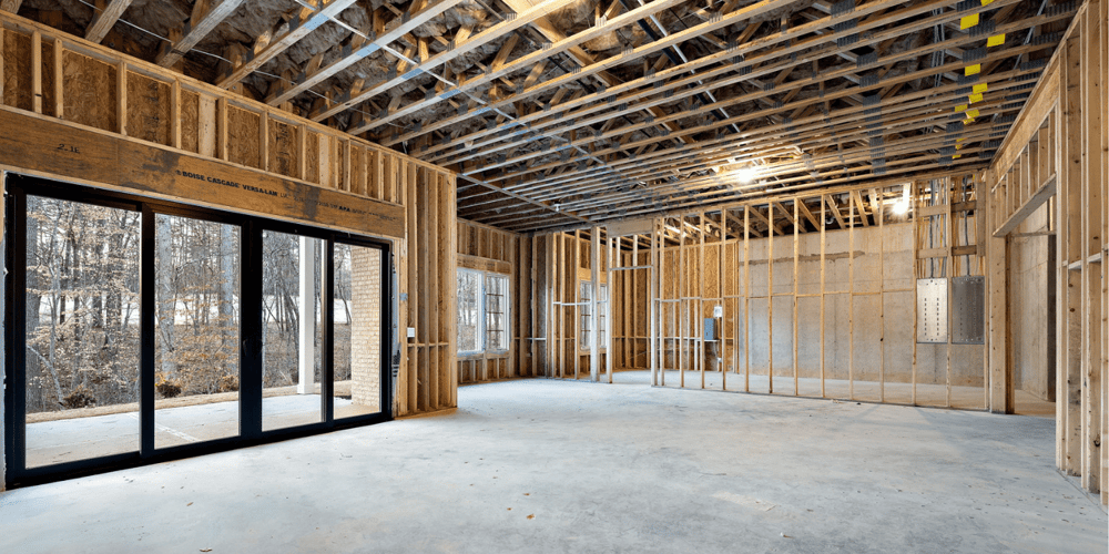 Custom Home Build in Progress in Atlanta with Stud Walls