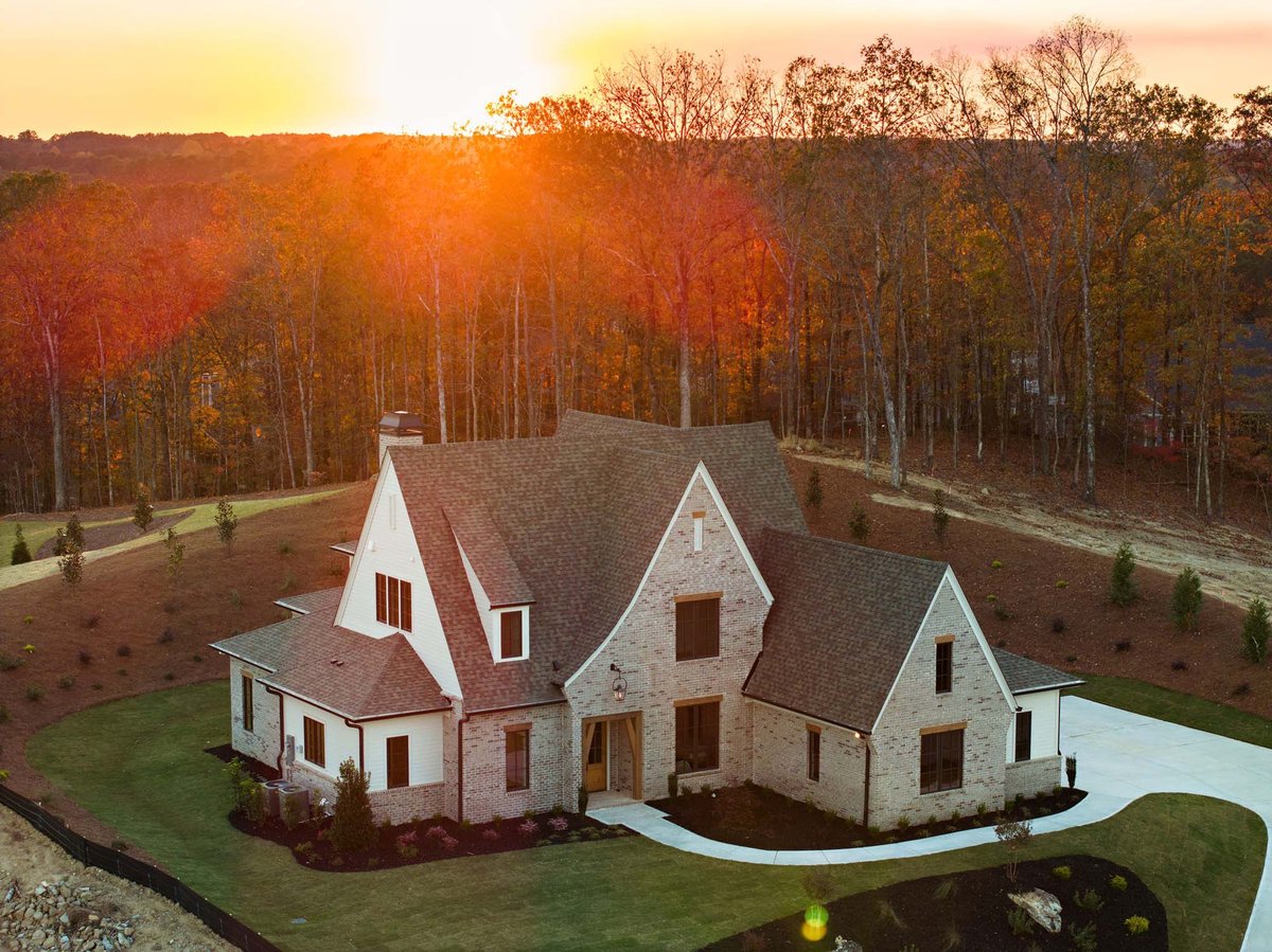 atlanta custom home exterior as sunset