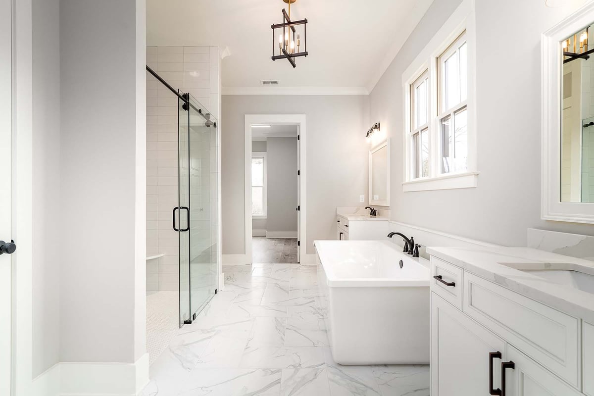 atlanta custom home modern bathroom with white accents