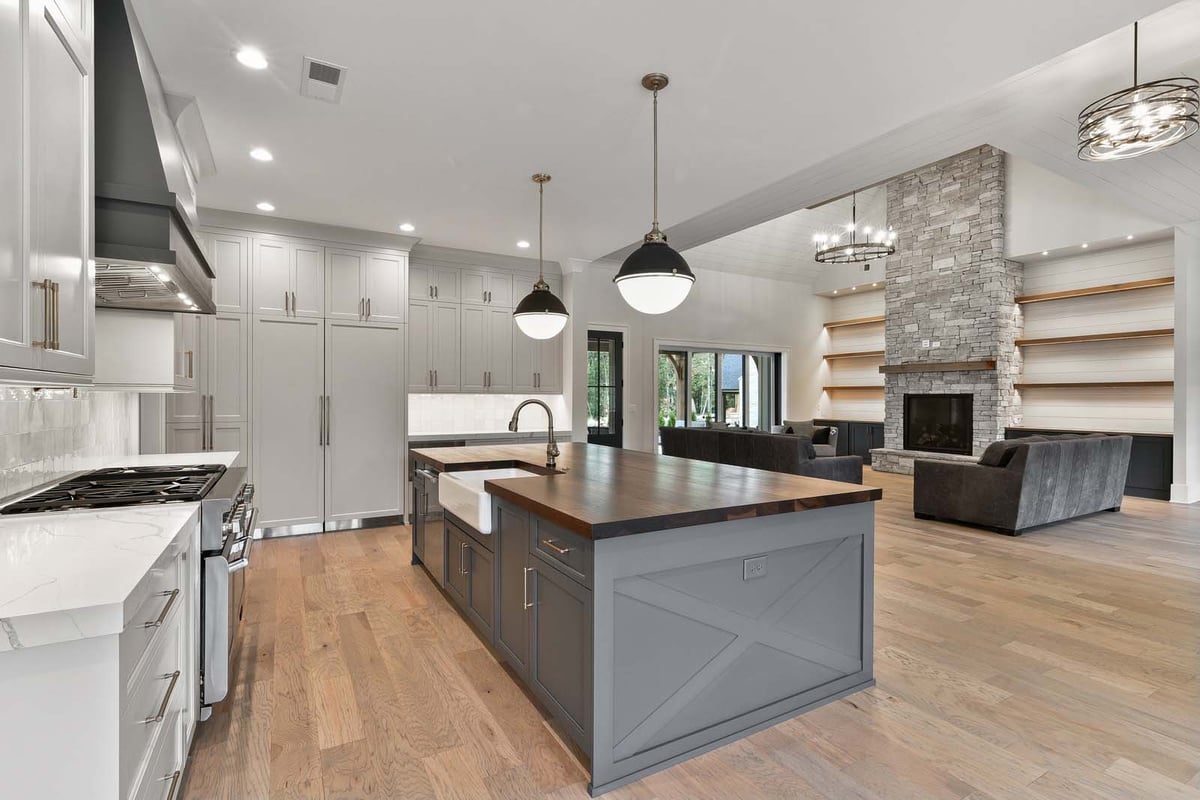 north metro atlanta custom home modern kitchen with large island