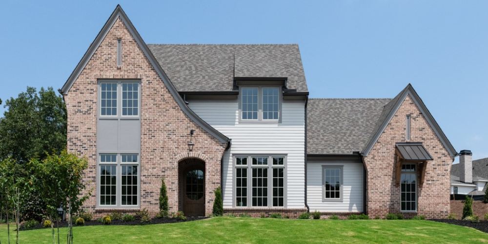 Front of a New Construction Home in Acworth GA with Brick in the Tudor Style