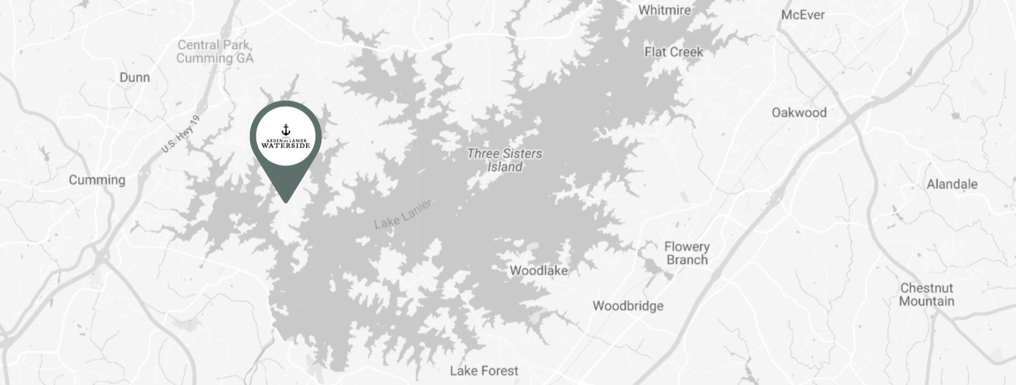 Map of the Location of Arden on Lanier Waterside